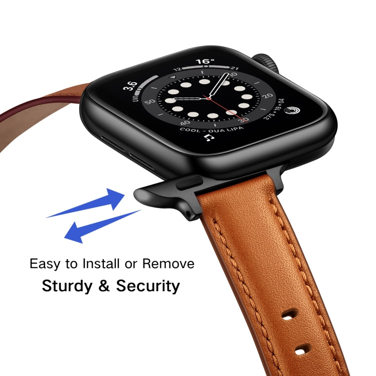 Business Style Leather Replacement Strap Watchband For Apple Watch Series, 7 41mm / 6 &amp; SE &amp; 5 &amp; 4 40mm / 3 &amp; 2 &amp; 1 38mm, 7 45mm / 6 &amp; SE &amp; 5 &amp; 4 44mm / 3 &amp; 2 &amp; 1 42mm