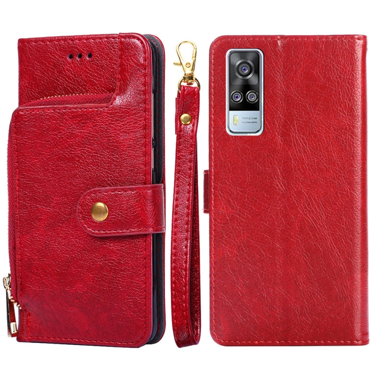 Zipper Bag PU + TPU Horizontal Flip Leather Case with Holder & Card Slot & Wallet & Lanyard, For vivo V21 5G / 4G, For vivo V21e 4G / Y73 2021, For vivo X60 Pro, For vivo Y51 2020 4G, For vivo Y52s 5G, For vivo Y72 5G / iQOO Z3