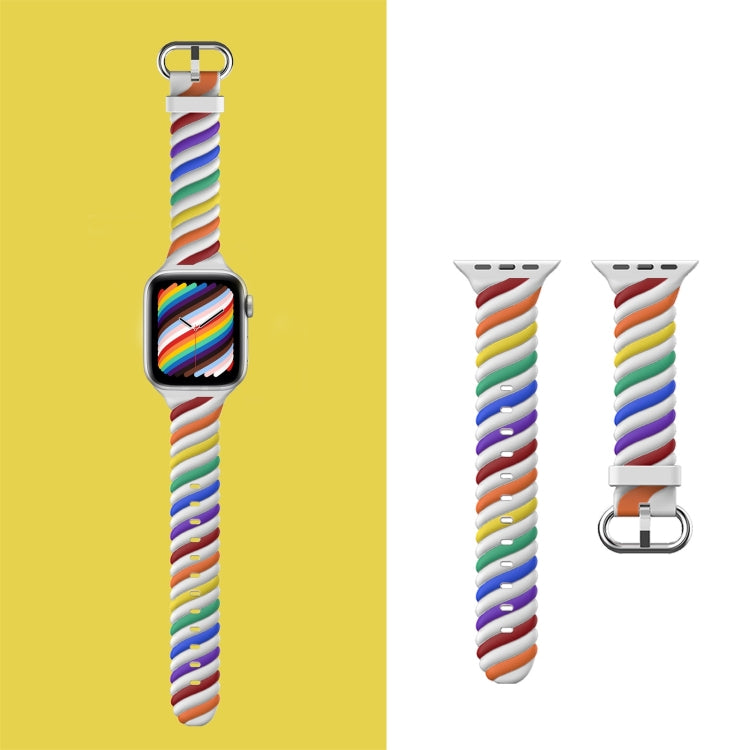 Two-color Twist Silicone Replacement Strap Watchband For Apple Watch Series, 7 41mm / 6 &amp; SE &amp; 5 &amp; 4 40mm / 3 &amp; 2 &amp; 1 38mm, 7 45mm / 6 &amp; SE &amp; 5 &amp; 4 44mm / 3 &amp; 2 &amp; 1 42mm