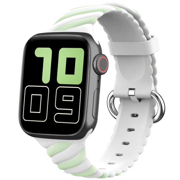 Two-color Twist Silicone Replacement Strap Watchband For Apple Watch Series, 7 41mm / 6 &amp; SE &amp; 5 &amp; 4 40mm / 3 &amp; 2 &amp; 1 38mm, 7 45mm / 6 &amp; SE &amp; 5 &amp; 4 44mm / 3 &amp; 2 &amp; 1 42mm