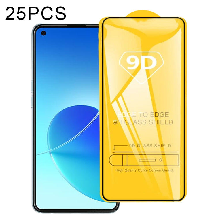 25 PCS 9D Full Glue Full Screen Tempered Glass Film, For OPPO A16 / A16S (1 PC), For OPPO Reno6 4G / Reno6 Z (1 PC)