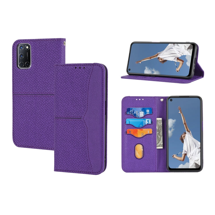 Woven Texture Stitching Magnetic Horizontal Flip PU Leather Case with Holder & Card Slots & Wallet & Lanyard, For OPPO A52, For OPPO A53, For OPPO A54