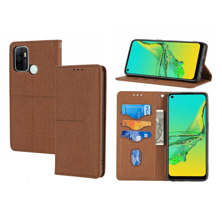 Woven Texture Stitching Magnetic Horizontal Flip PU Leather Case with Holder & Card Slots & Wallet & Lanyard, For OPPO A52, For OPPO A53, For OPPO A54