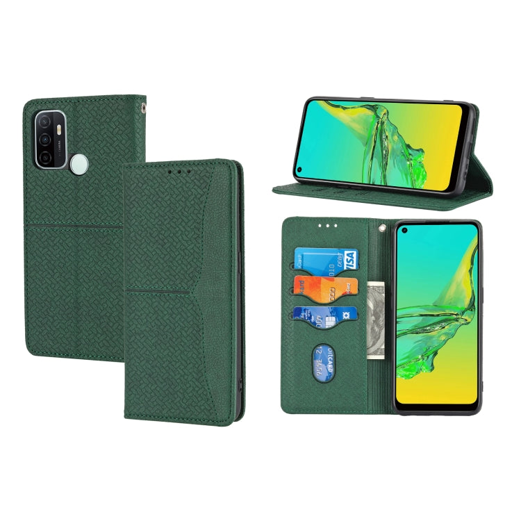 Woven Texture Stitching Magnetic Horizontal Flip PU Leather Case with Holder & Card Slots & Wallet & Lanyard, For OPPO A52, For OPPO A53, For OPPO A54