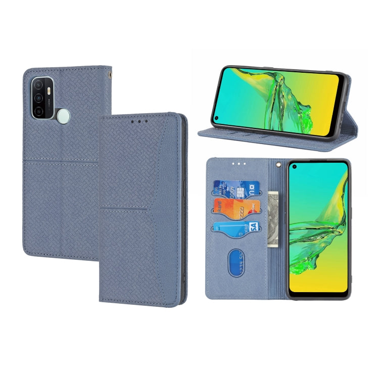 Woven Texture Stitching Magnetic Horizontal Flip PU Leather Case with Holder & Card Slots & Wallet & Lanyard, For OPPO A52, For OPPO A53, For OPPO A54