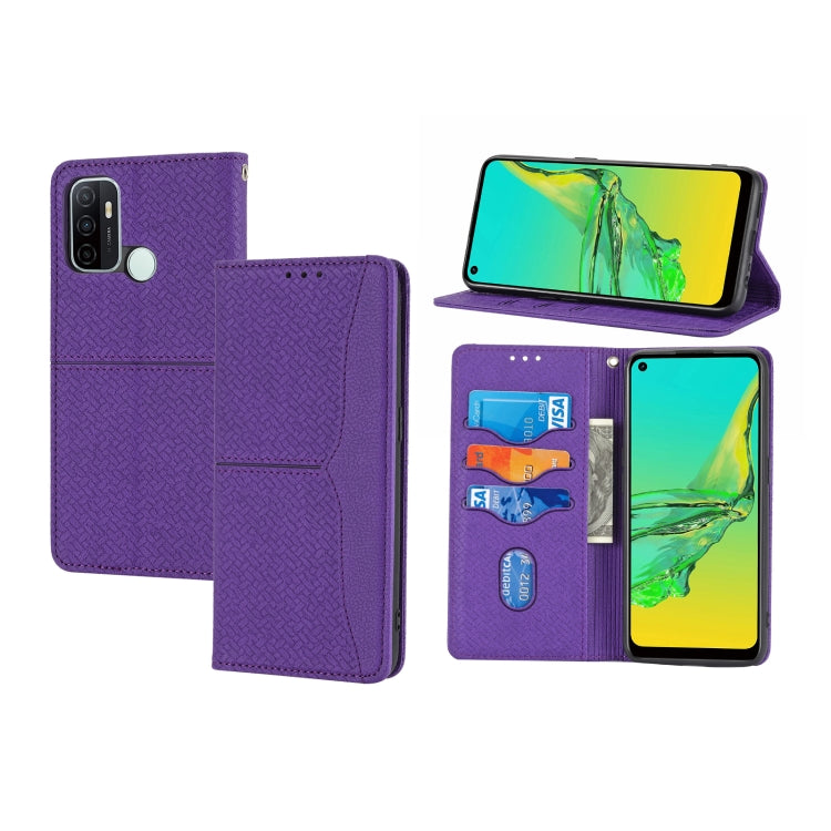 Woven Texture Stitching Magnetic Horizontal Flip PU Leather Case with Holder & Card Slots & Wallet & Lanyard, For OPPO A52, For OPPO A53, For OPPO A54