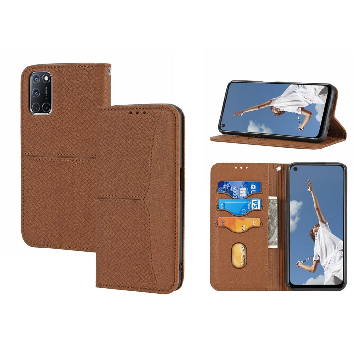 Woven Texture Stitching Magnetic Horizontal Flip PU Leather Case with Holder & Card Slots & Wallet & Lanyard, For OPPO A52, For OPPO A53, For OPPO A54