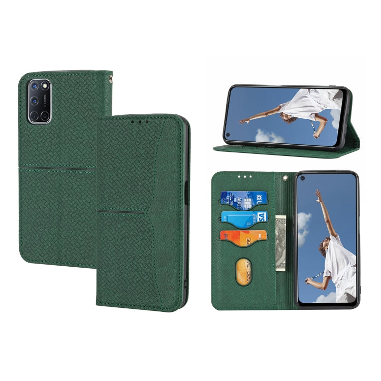 Woven Texture Stitching Magnetic Horizontal Flip PU Leather Case with Holder & Card Slots & Wallet & Lanyard, For OPPO A52, For OPPO A53, For OPPO A54