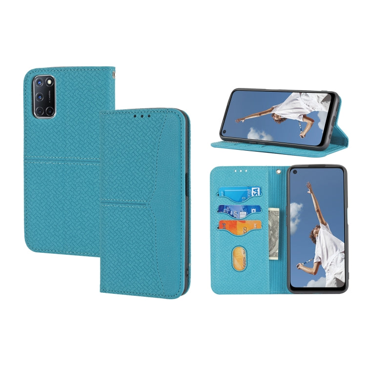 Woven Texture Stitching Magnetic Horizontal Flip PU Leather Case with Holder & Card Slots & Wallet & Lanyard, For OPPO A52, For OPPO A53, For OPPO A54