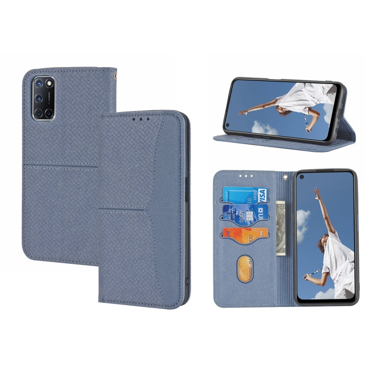 Woven Texture Stitching Magnetic Horizontal Flip PU Leather Case with Holder & Card Slots & Wallet & Lanyard, For OPPO A52, For OPPO A53, For OPPO A54