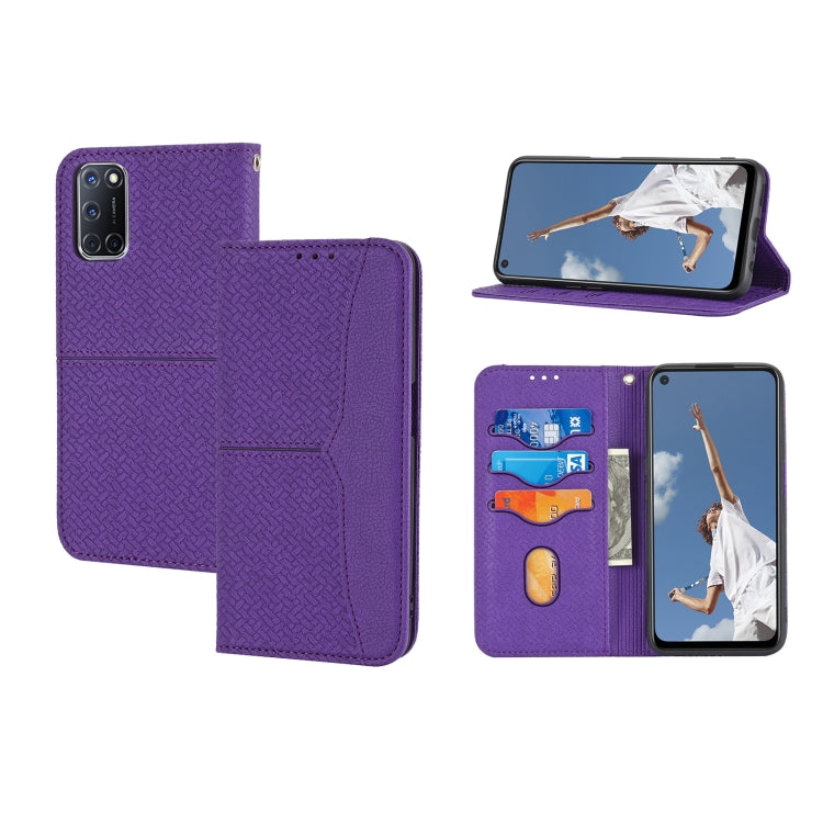 Woven Texture Stitching Magnetic Horizontal Flip PU Leather Case with Holder & Card Slots & Wallet & Lanyard, For OPPO A52, For OPPO A53, For OPPO A54