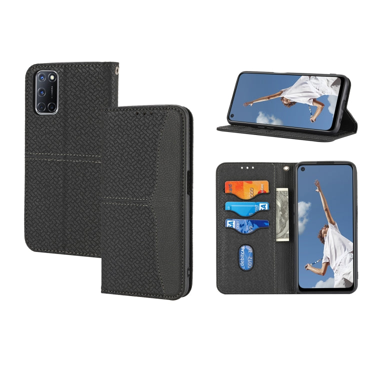 Woven Texture Stitching Magnetic Horizontal Flip PU Leather Case with Holder & Card Slots & Wallet & Lanyard, For OPPO A52, For OPPO A53, For OPPO A54