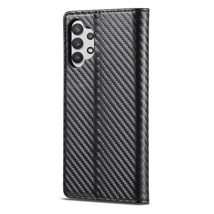 LC.IMEEKE Carbon Fiber PU + TPU Horizontal Flip Leather Case with Holder &amp; Card Slot &amp; Wallet For Samsung Galaxy A32 5G(Vertical Black), For Samsung Galaxy A32 5G