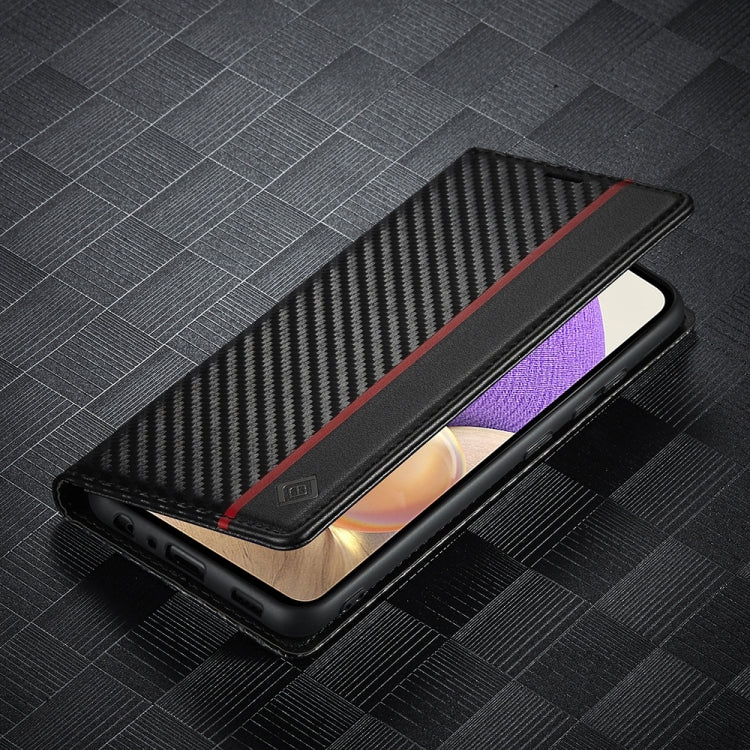 LC.IMEEKE Carbon Fiber PU + TPU Horizontal Flip Leather Case with Holder &amp; Card Slot &amp; Wallet For Samsung Galaxy A32 5G(Vertical Black), For Samsung Galaxy A32 5G