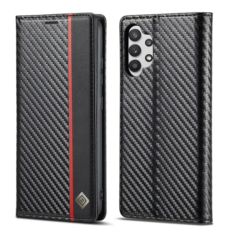 LC.IMEEKE Carbon Fiber PU + TPU Horizontal Flip Leather Case with Holder &amp; Card Slot &amp; Wallet For Samsung Galaxy A32 5G(Vertical Black), For Samsung Galaxy A32 5G