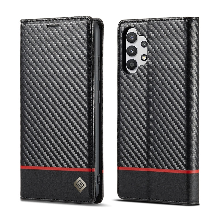 LC.IMEEKE Carbon Fiber PU + TPU Horizontal Flip Leather Case with Holder &amp; Card Slot &amp; Wallet For Samsung Galaxy A32 5G(Vertical Black), For Samsung Galaxy A32 5G