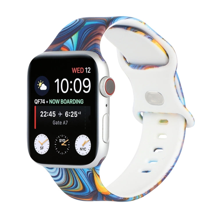 8-buckle Printed Replacement Strap Watchband For Apple Watch Series, 7 45mm / 6 &amp; SE &amp; 5 &amp; 4 44mm / 3 &amp; 2 &amp; 1 42mm, 7 41mm / 6 &amp; SE &amp; 5 &amp; 4 40mm / 3 &amp; 2 &amp; 1 38mm