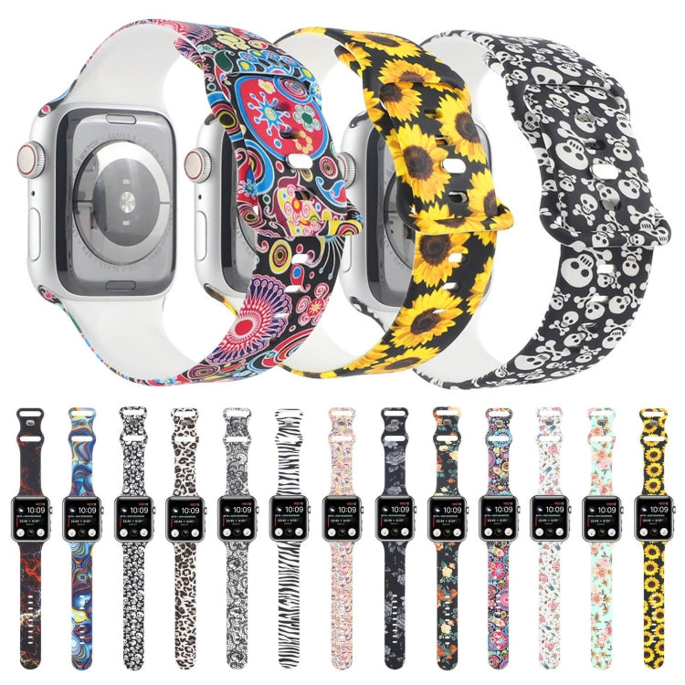 8-buckle Printed Replacement Strap Watchband For Apple Watch Series, 7 45mm / 6 &amp; SE &amp; 5 &amp; 4 44mm / 3 &amp; 2 &amp; 1 42mm, 7 41mm / 6 &amp; SE &amp; 5 &amp; 4 40mm / 3 &amp; 2 &amp; 1 38mm