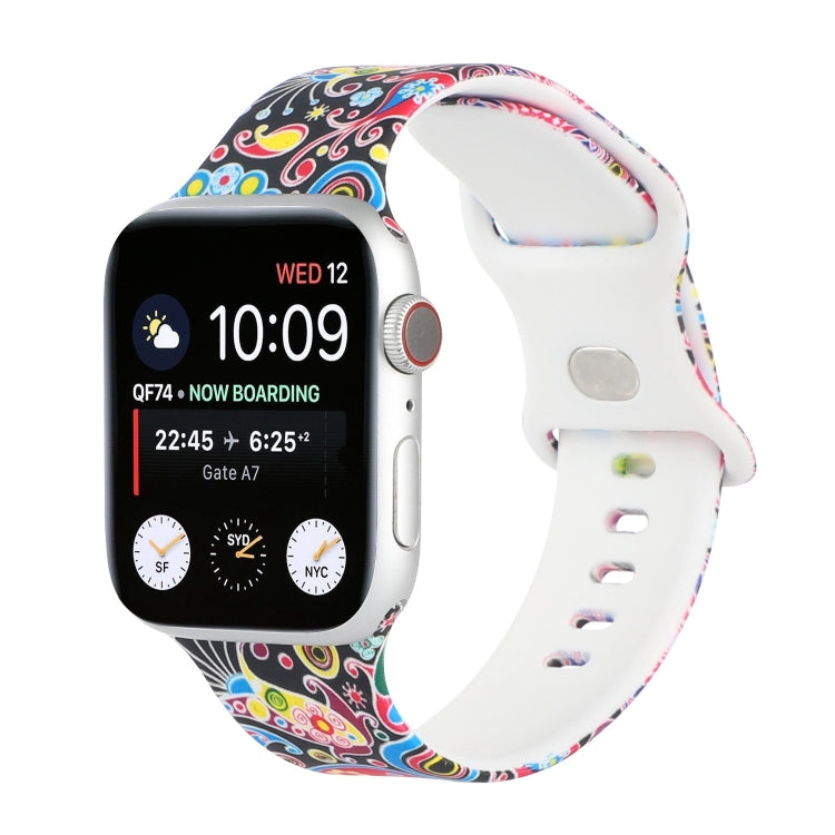 8-buckle Printed Replacement Strap Watchband For Apple Watch Series, 7 45mm / 6 &amp; SE &amp; 5 &amp; 4 44mm / 3 &amp; 2 &amp; 1 42mm, 7 41mm / 6 &amp; SE &amp; 5 &amp; 4 40mm / 3 &amp; 2 &amp; 1 38mm