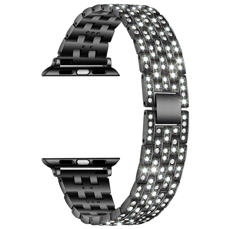 Five-beads Diamond Steel Replacement Strap Watchband For Apple Watch Series, 7 41mm / 6 &amp; SE &amp; 5 &amp; 4 40mm / 3 &amp; 2 &amp; 1 38mm, 7 45mm / 6 &amp; SE &amp; 5 &amp; 4 44mm / 3 &amp; 2 &amp; 1 42mm