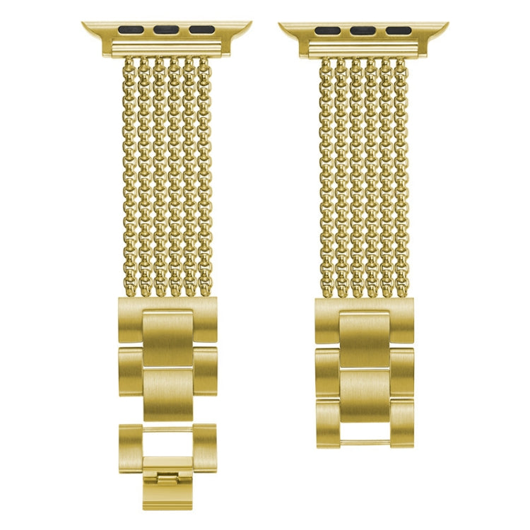 Six-chains Three-beads Steel Replacement Strap Watchband For Apple Watch Series, 7 41mm / 6 &amp; SE &amp; 5 &amp; 4 40mm / 3 &amp; 2 &amp; 1 38mm, 7 45mm / 6 &amp; SE &amp; 5 &amp; 4 44mm / 3 &amp; 2 &amp; 1 42mm