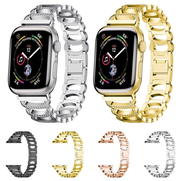 C-type Diamond Steel Replacement Strap Watchband For Apple Watch Series, 7 41mm / 6 & SE & 5 & 4 40mm / 3 & 2 & 1 38mm, 7 45mm / 6 & SE & 5 & 4 44mm / 3 & 2 & 1 42mm