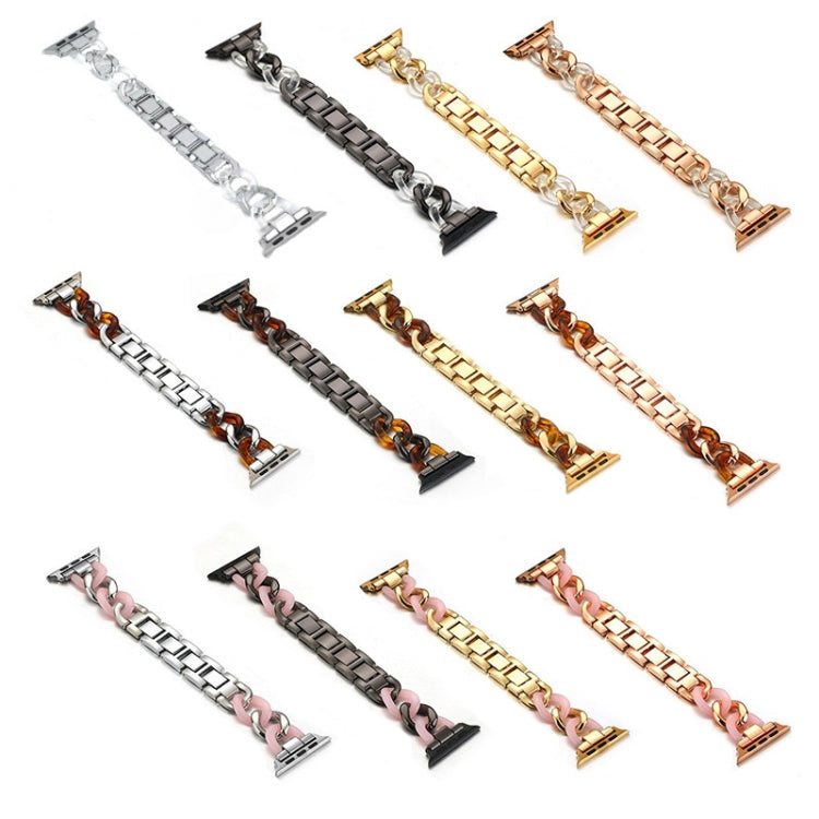 Cowboy Chain + Resin Metal Replacement Strap Watchband For Apple Watch Series, 7 41mm / 6 &amp; SE &amp; 5 &amp; 4 40mm / 3 &amp; 2 &amp; 1 38mm, 7 45mm / 6 &amp; SE &amp; 5 &amp; 4 44mm / 3 &amp; 2 &amp; 1 42mm