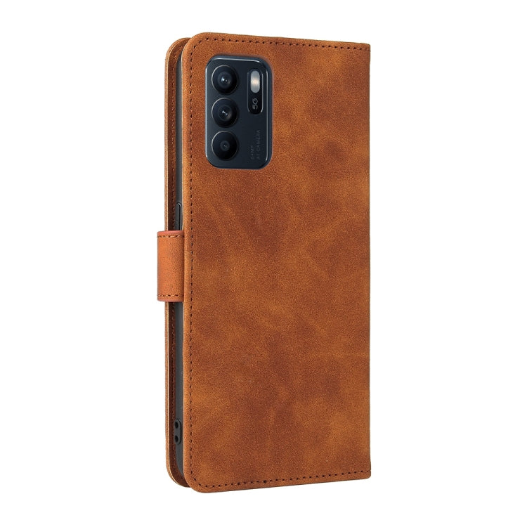 Solid Color Skin Feel Magnetic Buckle Horizontal Flip Calf Texture PU Leather Case with Holder & Card Slots & Wallet, For OPPO Reno 6Z