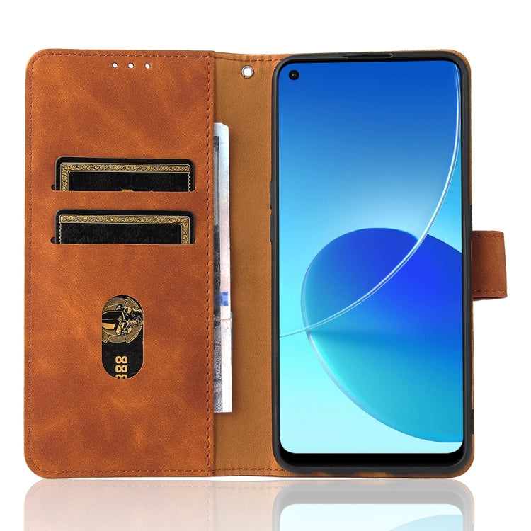 Solid Color Skin Feel Magnetic Buckle Horizontal Flip Calf Texture PU Leather Case with Holder & Card Slots & Wallet, For OPPO Reno 6Z