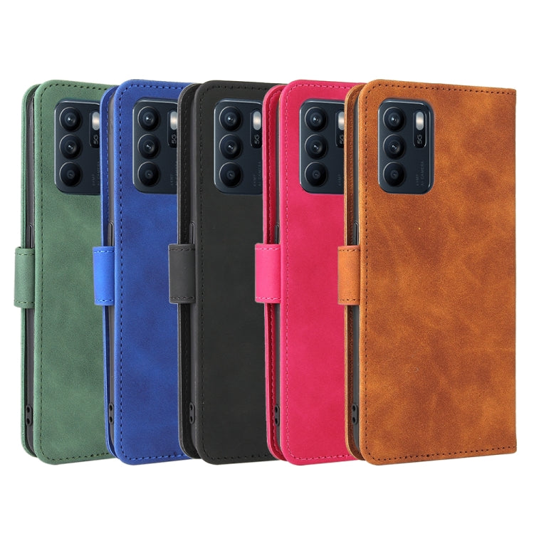 Solid Color Skin Feel Magnetic Buckle Horizontal Flip Calf Texture PU Leather Case with Holder & Card Slots & Wallet, For OPPO Reno 6Z