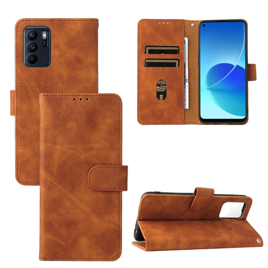 Solid Color Skin Feel Magnetic Buckle Horizontal Flip Calf Texture PU Leather Case with Holder &amp; Card Slots &amp; Wallet, For OPPO Reno 6Z