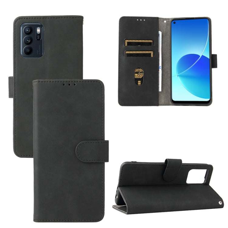 Solid Color Skin Feel Magnetic Buckle Horizontal Flip Calf Texture PU Leather Case with Holder & Card Slots & Wallet, For OPPO Reno 6Z