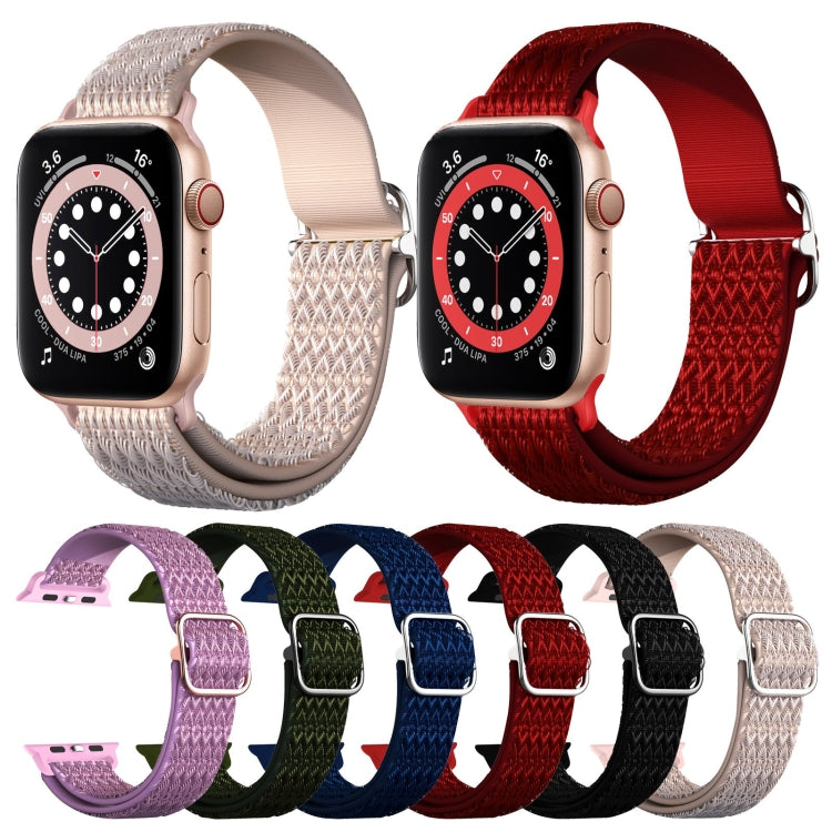 Adjustable Rhombic Texture Elastic Replacement Strap Watchband For Apple Watch Series, 7 41mm / 6 &amp; SE &amp; 5 &amp; 4 40mm / 3 &amp; 2 &amp; 1 38mm, 7 45mm / 6 &amp; SE &amp; 5 &amp; 4 44mm / 3 &amp; 2 &amp; 1 42mm