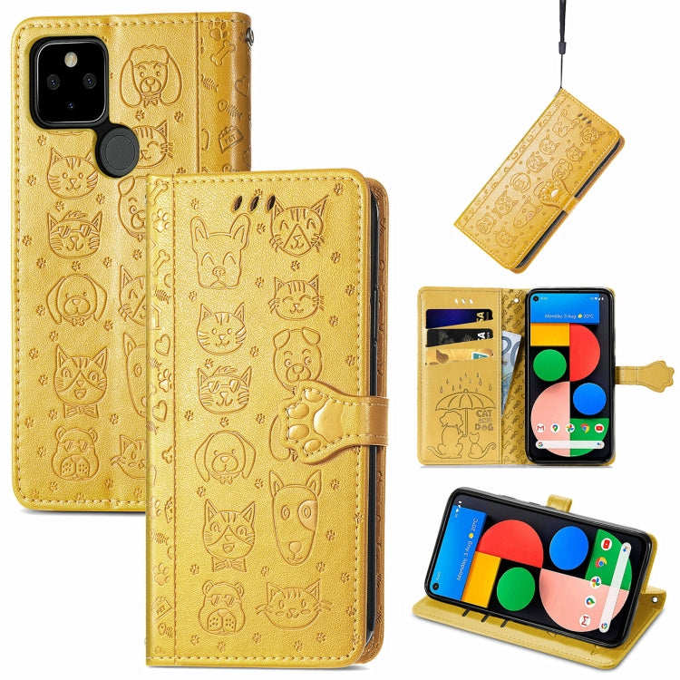 Lovely Cat and Dog Embossing Pattern Horizontal Flip Leather Case , with Holder &amp; Card Slots &amp; Wallet &amp; Cartoon Clasp &amp; Lanyard, For Google Pixel 5a 5G, For LG Velvet 2 Pro, For Motorola Edge 20 Pro, For OPPO Reno6 Z