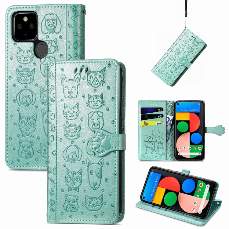 Lovely Cat and Dog Embossing Pattern Horizontal Flip Leather Case , with Holder &amp; Card Slots &amp; Wallet &amp; Cartoon Clasp &amp; Lanyard, For Google Pixel 5a 5G, For LG Velvet 2 Pro, For Motorola Edge 20 Pro, For OPPO Reno6 Z