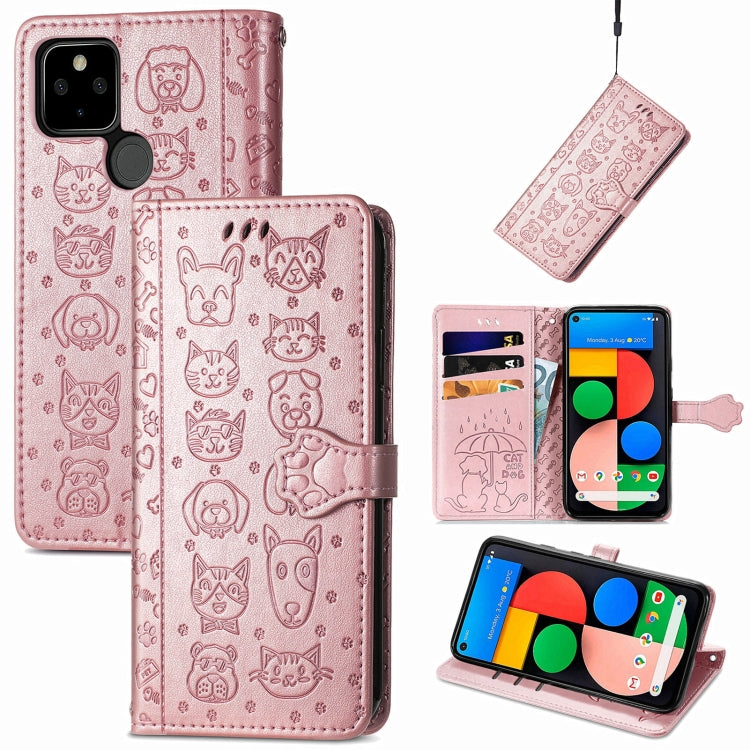 Lovely Cat and Dog Embossing Pattern Horizontal Flip Leather Case , with Holder &amp; Card Slots &amp; Wallet &amp; Cartoon Clasp &amp; Lanyard, For Google Pixel 5a 5G, For LG Velvet 2 Pro, For Motorola Edge 20 Pro, For OPPO Reno6 Z