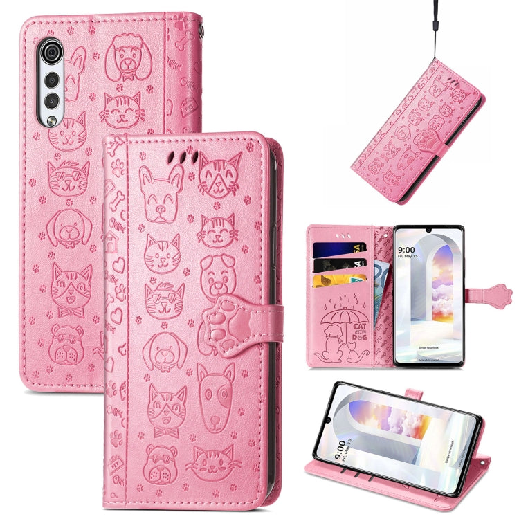 Lovely Cat and Dog Embossing Pattern Horizontal Flip Leather Case , with Holder & Card Slots & Wallet & Cartoon Clasp & Lanyard, For Google Pixel 5a 5G, For LG Velvet 2 Pro, For Motorola Edge 20 Pro, For OPPO Reno6 Z