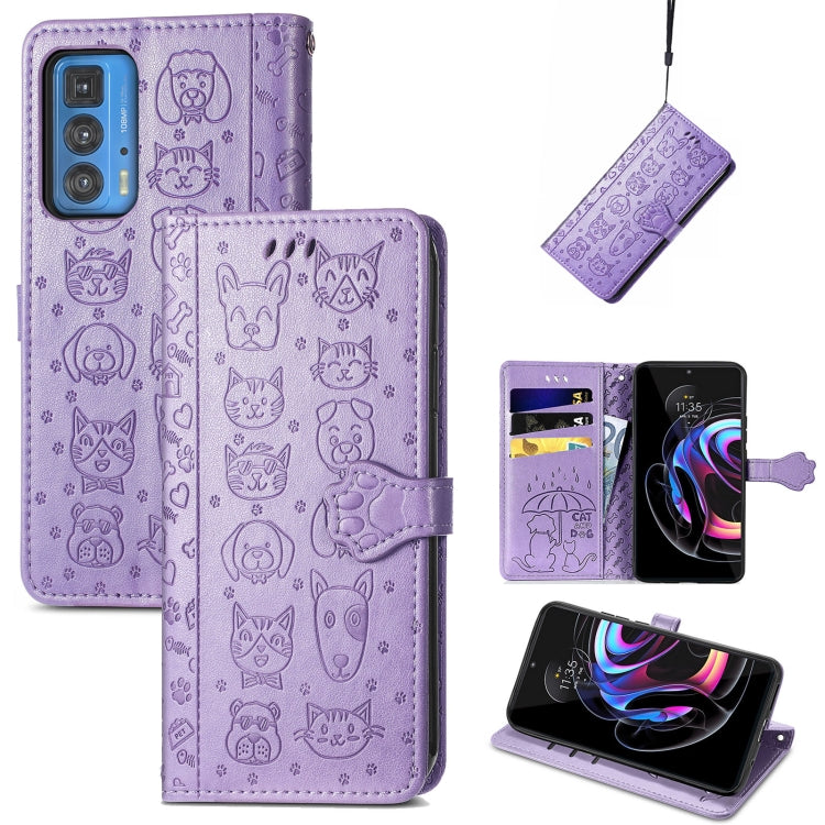 Lovely Cat and Dog Embossing Pattern Horizontal Flip Leather Case , with Holder &amp; Card Slots &amp; Wallet &amp; Cartoon Clasp &amp; Lanyard, For Google Pixel 5a 5G, For LG Velvet 2 Pro, For Motorola Edge 20 Pro, For OPPO Reno6 Z
