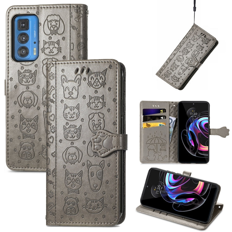 Lovely Cat and Dog Embossing Pattern Horizontal Flip Leather Case , with Holder &amp; Card Slots &amp; Wallet &amp; Cartoon Clasp &amp; Lanyard, For Google Pixel 5a 5G, For LG Velvet 2 Pro, For Motorola Edge 20 Pro, For OPPO Reno6 Z