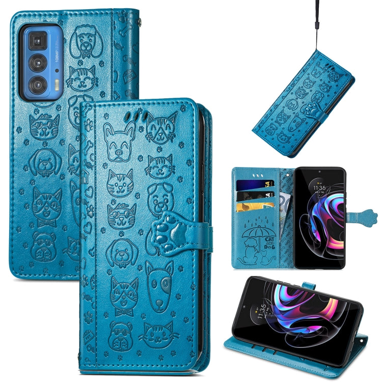 Lovely Cat and Dog Embossing Pattern Horizontal Flip Leather Case , with Holder &amp; Card Slots &amp; Wallet &amp; Cartoon Clasp &amp; Lanyard, For Google Pixel 5a 5G, For LG Velvet 2 Pro, For Motorola Edge 20 Pro, For OPPO Reno6 Z