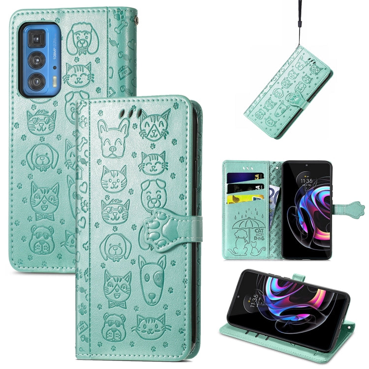 Lovely Cat and Dog Embossing Pattern Horizontal Flip Leather Case , with Holder &amp; Card Slots &amp; Wallet &amp; Cartoon Clasp &amp; Lanyard, For Google Pixel 5a 5G, For LG Velvet 2 Pro, For Motorola Edge 20 Pro, For OPPO Reno6 Z
