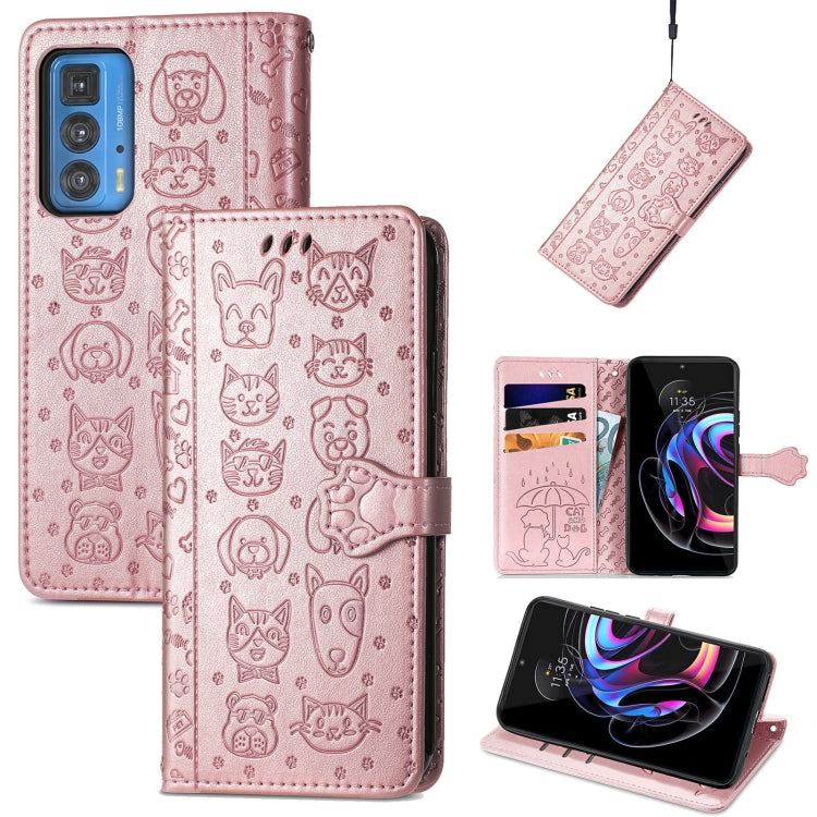 Lovely Cat and Dog Embossing Pattern Horizontal Flip Leather Case , with Holder &amp; Card Slots &amp; Wallet &amp; Cartoon Clasp &amp; Lanyard, For Google Pixel 5a 5G, For LG Velvet 2 Pro, For Motorola Edge 20 Pro, For OPPO Reno6 Z