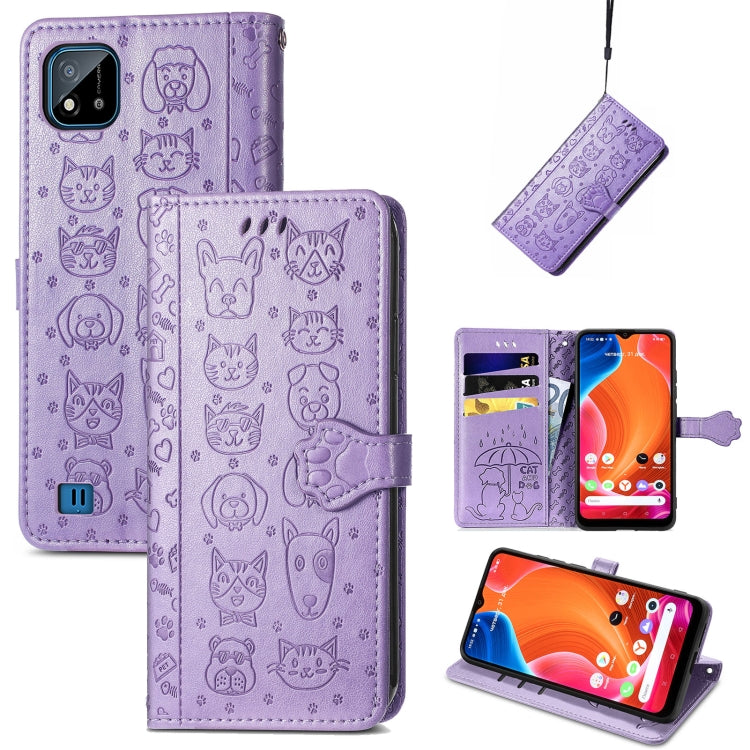 Lovely Cat and Dog Embossing Pattern Horizontal Flip Leather Case , with Holder & Card Slots & Wallet & Cartoon Clasp & Lanyard, For OPPO Realme C20, For UMIDIGI Bison GT, For Wiko Y61, For Xiaomi Redmi 10