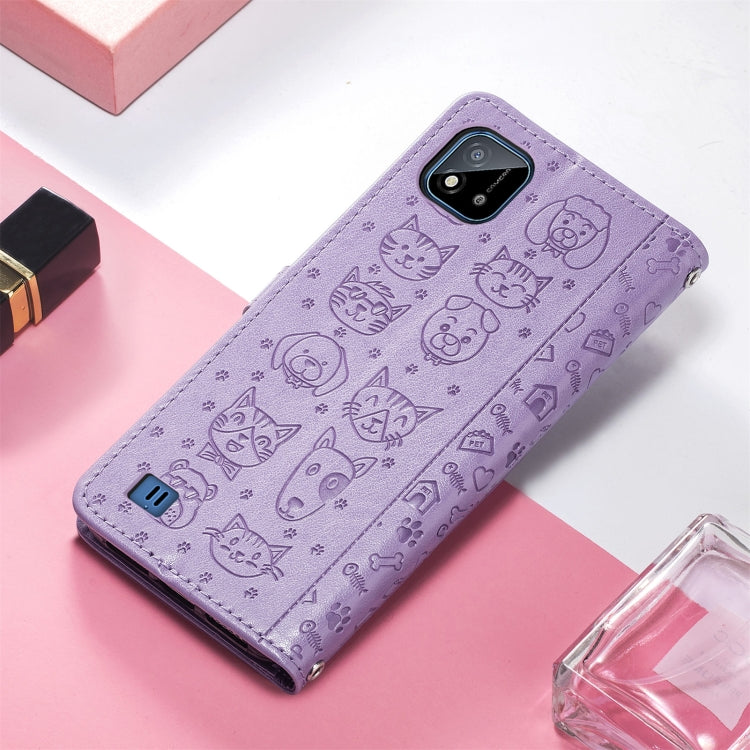 Lovely Cat and Dog Embossing Pattern Horizontal Flip Leather Case , with Holder & Card Slots & Wallet & Cartoon Clasp & Lanyard, For OPPO Realme C20, For UMIDIGI Bison GT, For Wiko Y61, For Xiaomi Redmi 10