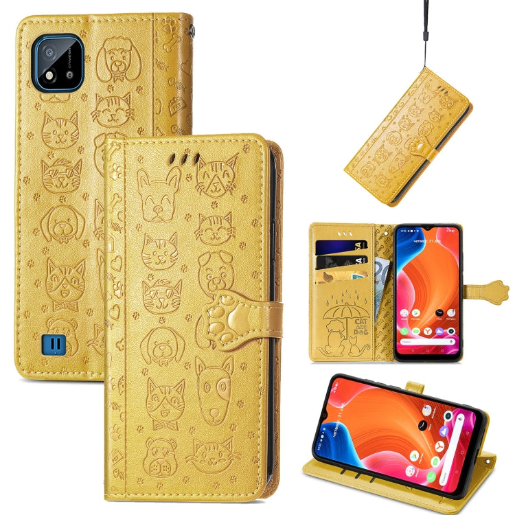 Lovely Cat and Dog Embossing Pattern Horizontal Flip Leather Case , with Holder &amp; Card Slots &amp; Wallet &amp; Cartoon Clasp &amp; Lanyard, For OPPO Realme C20, For UMIDIGI Bison GT, For Wiko Y61, For Xiaomi Redmi 10