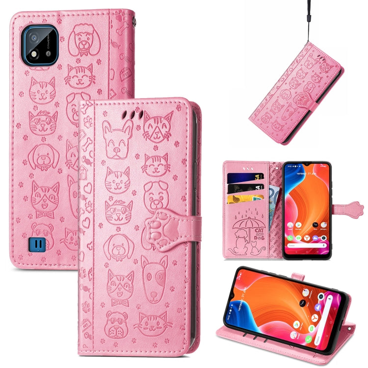 Lovely Cat and Dog Embossing Pattern Horizontal Flip Leather Case , with Holder &amp; Card Slots &amp; Wallet &amp; Cartoon Clasp &amp; Lanyard, For OPPO Realme C20, For UMIDIGI Bison GT, For Wiko Y61, For Xiaomi Redmi 10