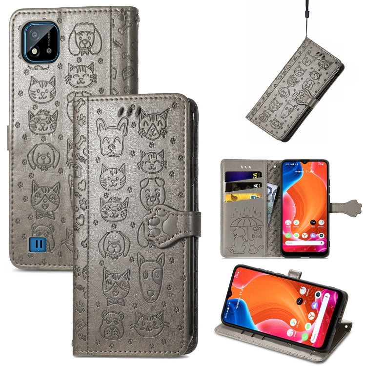 Lovely Cat and Dog Embossing Pattern Horizontal Flip Leather Case , with Holder &amp; Card Slots &amp; Wallet &amp; Cartoon Clasp &amp; Lanyard, For OPPO Realme C20, For UMIDIGI Bison GT, For Wiko Y61, For Xiaomi Redmi 10