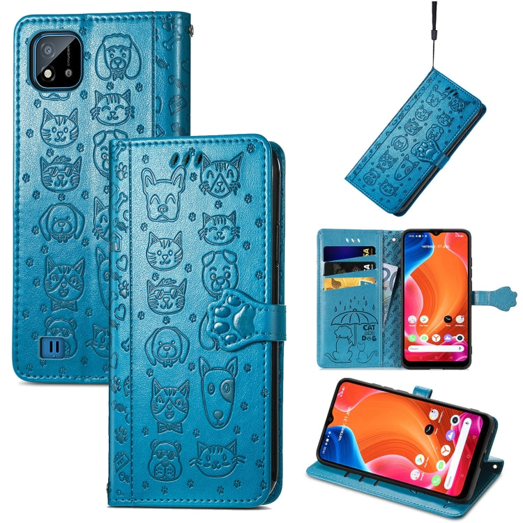 Lovely Cat and Dog Embossing Pattern Horizontal Flip Leather Case , with Holder &amp; Card Slots &amp; Wallet &amp; Cartoon Clasp &amp; Lanyard, For OPPO Realme C20, For UMIDIGI Bison GT, For Wiko Y61, For Xiaomi Redmi 10
