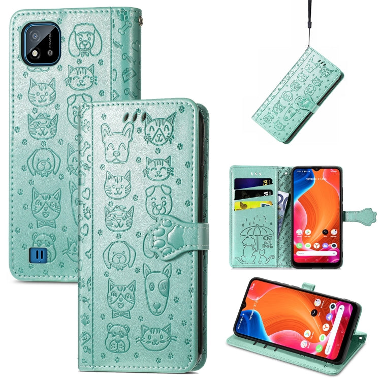 Lovely Cat and Dog Embossing Pattern Horizontal Flip Leather Case , with Holder & Card Slots & Wallet & Cartoon Clasp & Lanyard, For OPPO Realme C20, For UMIDIGI Bison GT, For Wiko Y61, For Xiaomi Redmi 10