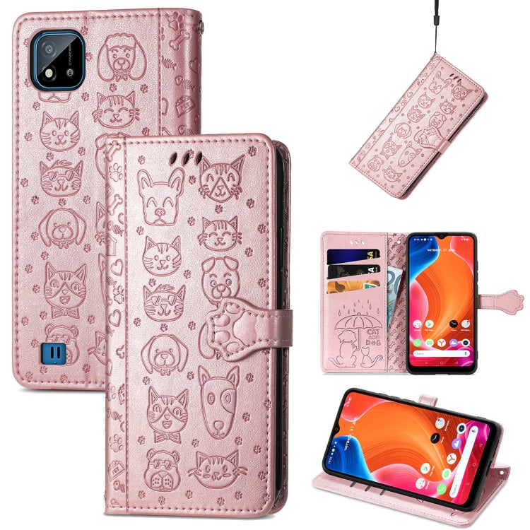 Lovely Cat and Dog Embossing Pattern Horizontal Flip Leather Case , with Holder &amp; Card Slots &amp; Wallet &amp; Cartoon Clasp &amp; Lanyard, For OPPO Realme C20, For UMIDIGI Bison GT, For Wiko Y61, For Xiaomi Redmi 10